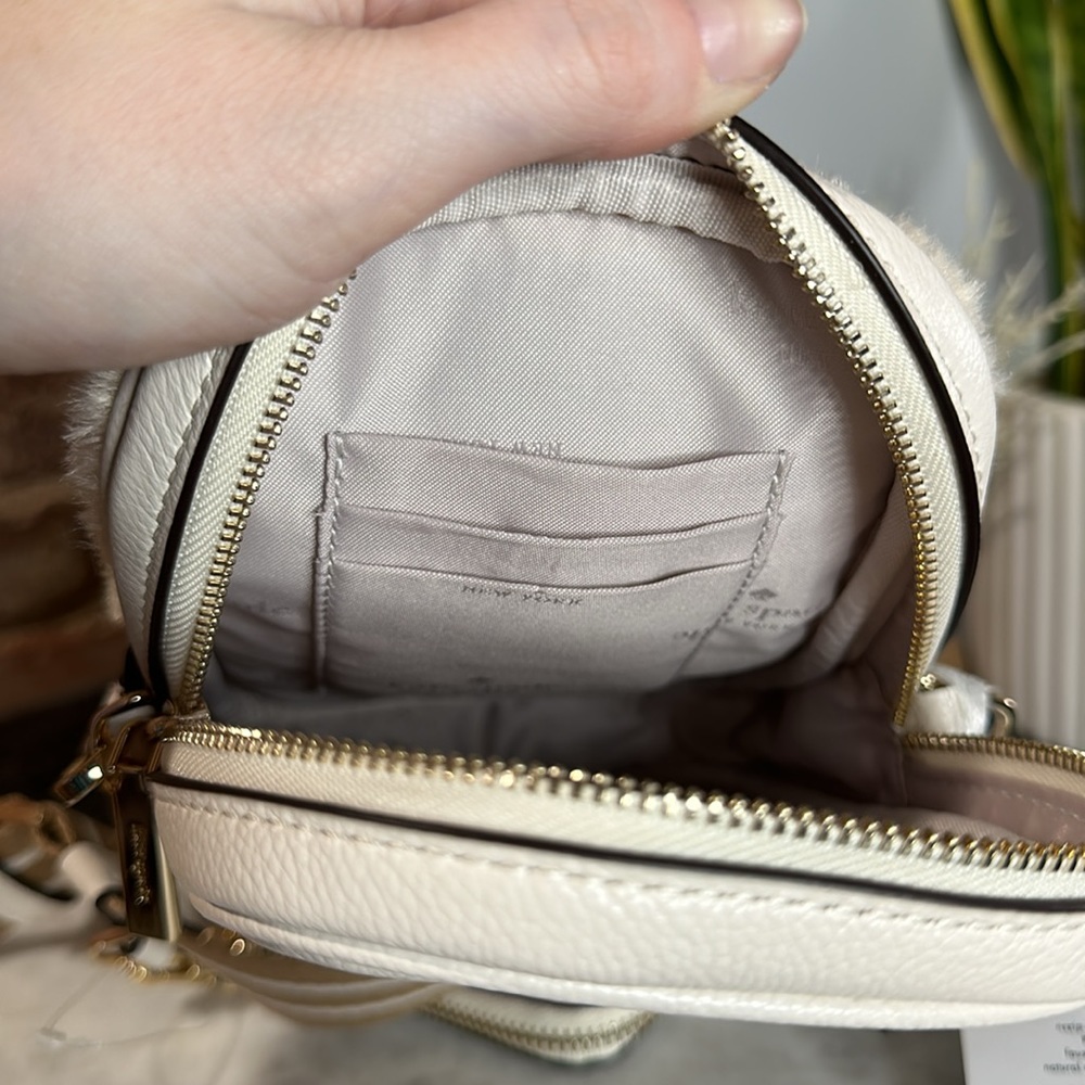 KATE SPADE ROSIE FAUX SHEARLING NORTH SOUTH ZIP PHONE CROSSBODY - Picture 16 of 17